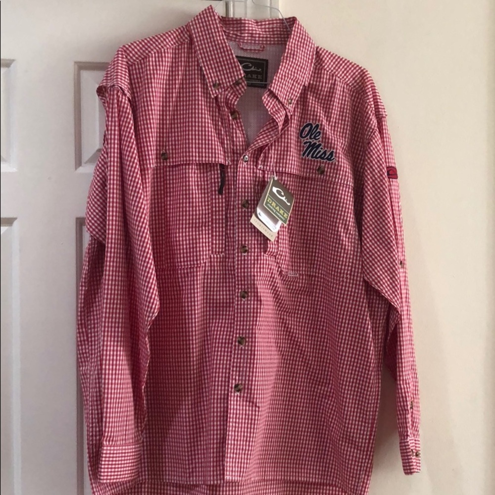 Ole Miss Drake Fishing Shirt Large